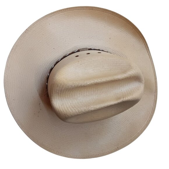 7 1/8 George Strait Resistol Mens Straw Cowboy Hat Vintage 1990's Western Oval - Picture 8 of 16